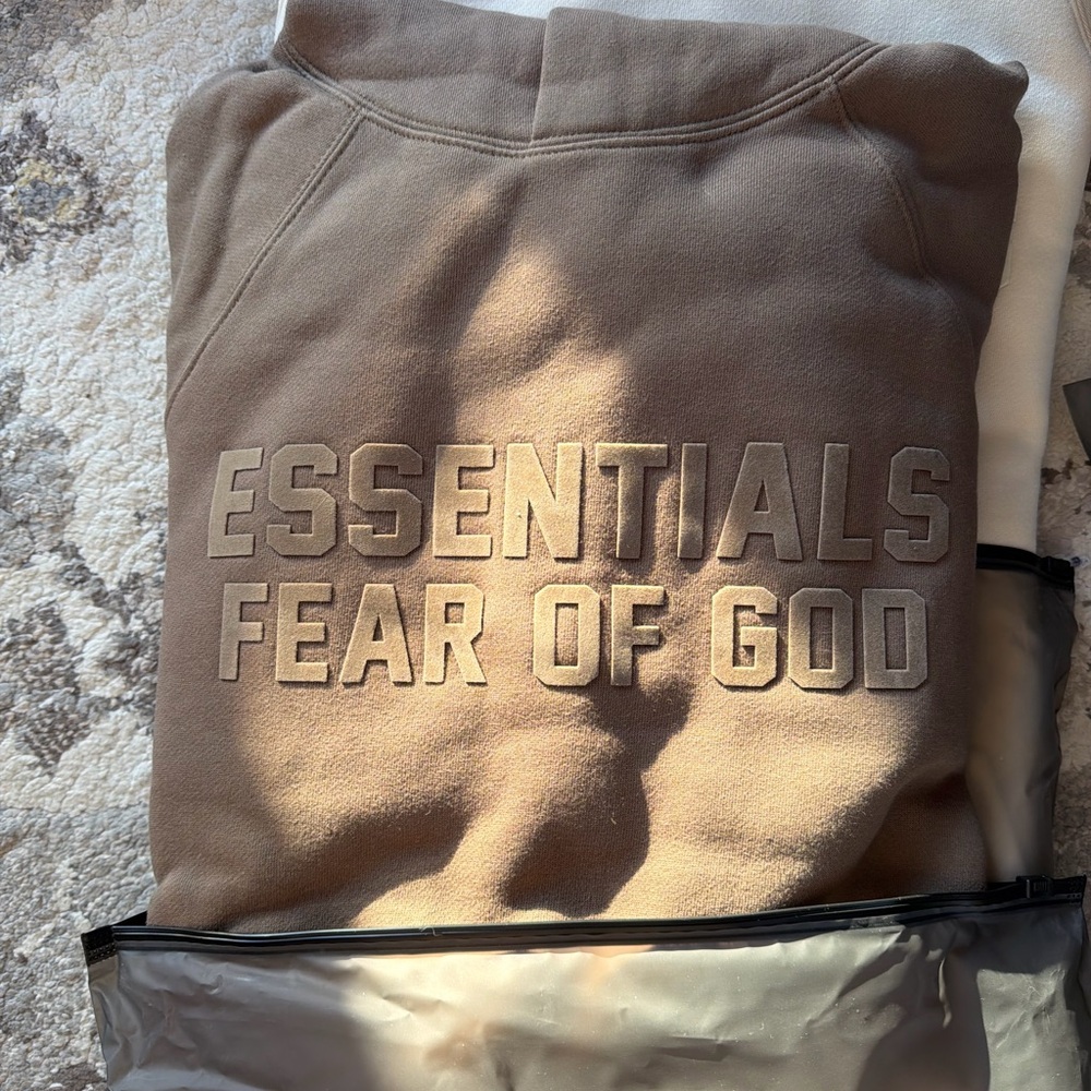 Fear of God ESSENTIALS WOOD Sweatshirt hoodie with tags and original bag